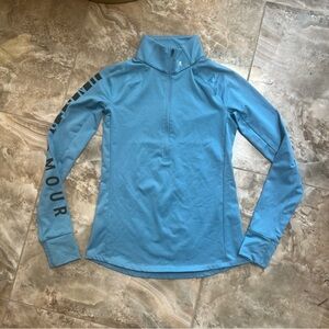 Under Armour Women XS 1/4 Zip Run Mock Neck Pullover Teal